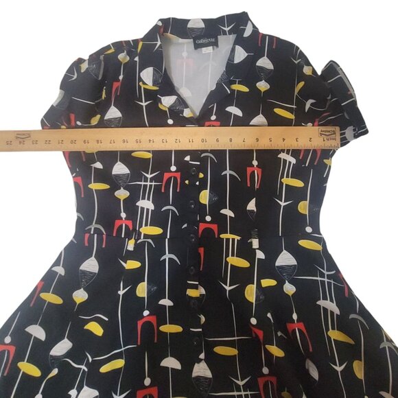 Collectif Caterina Swing Dress Black Mid-Century Atomic 2XL US 14 Rockabilly - Picture 13 of 16